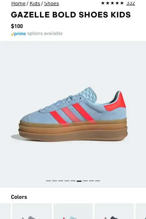 Adidas Gazelle Bold Kids Clear Sky / Solar Red / Gold Metallic in size 5. New!